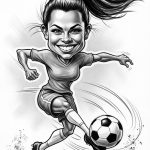 Caricatura de uma Jogadora de Futebol